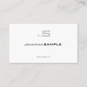 Carte De Visite Élégant Professionnel Monogrammé Chic Blanc Plain