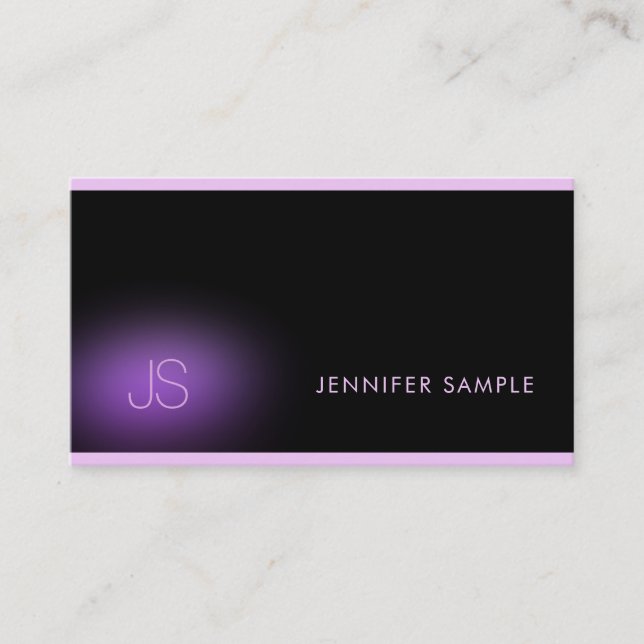 Carte De Visite Élégant professionnel Monogramme noir violet moder (Devant)