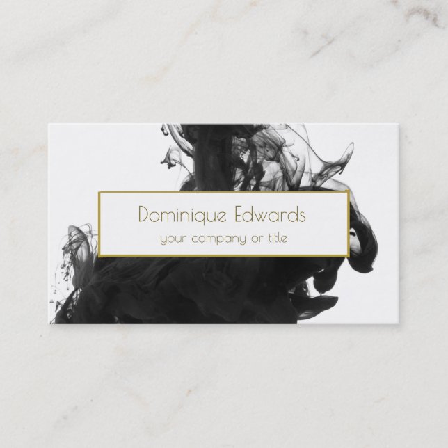 Carte De Visite Élégant professionnel noir d'encre personnelle or (Devant)