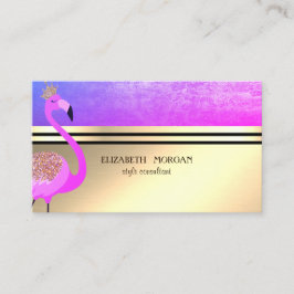 Carte De Visite Elégant professionnel or, bandes, Flamant rose ros