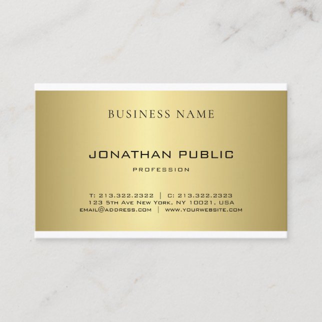 Carte De Visite Élégant professionnel or look moderne élégant (Devant)