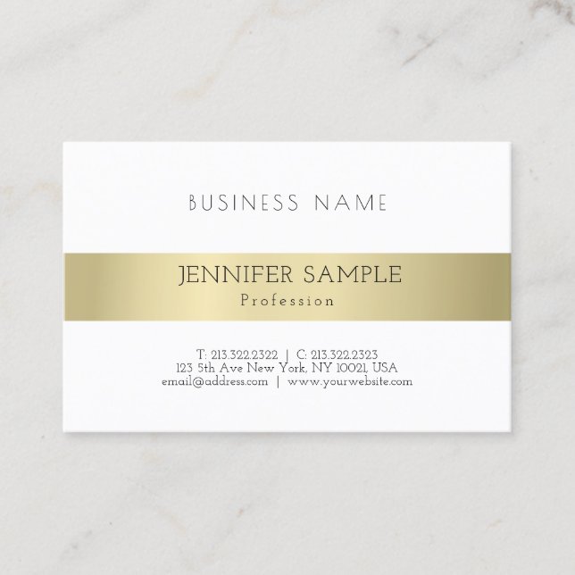 Carte De Visite Elégant professionnel or look simple Plain moderne (Devant)