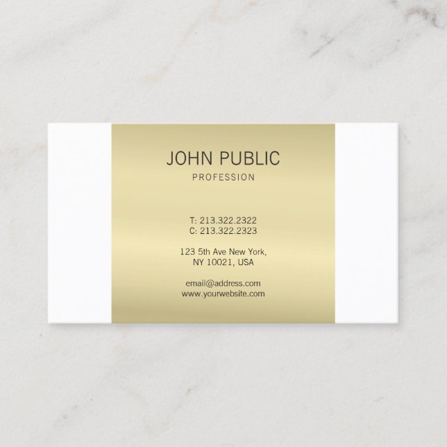 Carte De Visite Élégant professionnel or Monogramme moderne Plain (Devant)