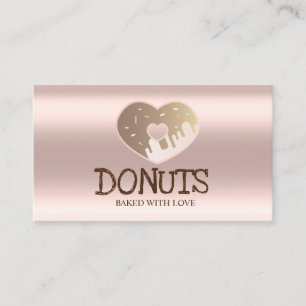Carte De Visite Élégant professionnel, Or Rose, beignets, Boulange