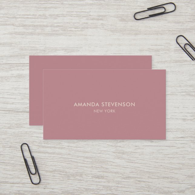 Carte De Visite Élégant professionnel rose poussiéreux (Devant/Arrière en situation)