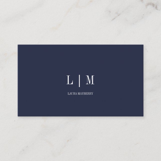 Carte De Visite Élégant professionnel simple Monogramme Marine (Devant)