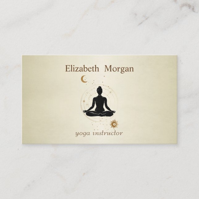 Carte De Visite Elégant professionnel Yoga Girl Moon Sun (Devant)