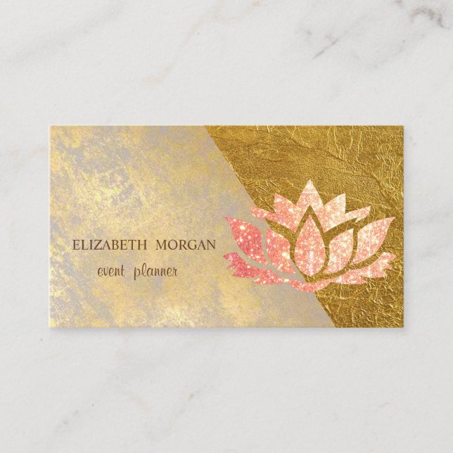 Carte De Visite Elégant Proffesional élégant, Faux Gold Lotus (Devant)