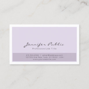 Carte De Visite Élégant Purple Blanc Simple Professionnel Moderne