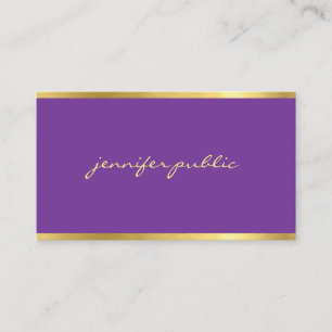 Carte De Visite Élégant Purple Gold Script manuscrit Moderne Chi