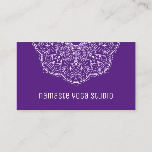 Carte De Visite Élégant Purple Main Tirée Mandala Yoga Instructeur (Devant)