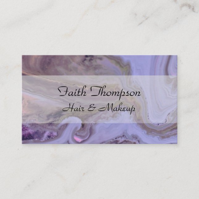 Carte De Visite Elegant Purple Marble Hair Stylist (Devant)
