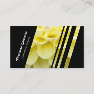 Carte De Visite Élégant rayures noires fleuriste dahlia jaune fleu