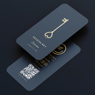 Carte De Visite Élégant Realtor moderne Dark Blue Immobilier Agent