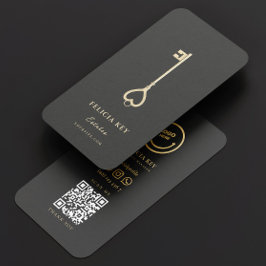 Carte De Visite Élégant Realtor moderne Dark Grey Gold Immobilier
