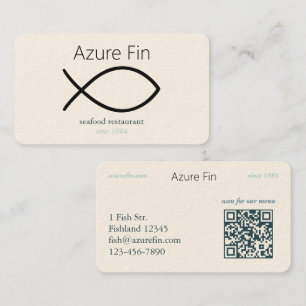 Carte De Visite Elégant restaurant de fruits de mer   Logo de pois