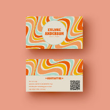 Elégant Retro Orange Bleu QR Code Boho Super