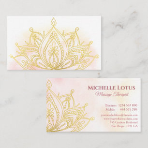 Carte De Visite Élégant Rose à fleurs de Lotus d'or