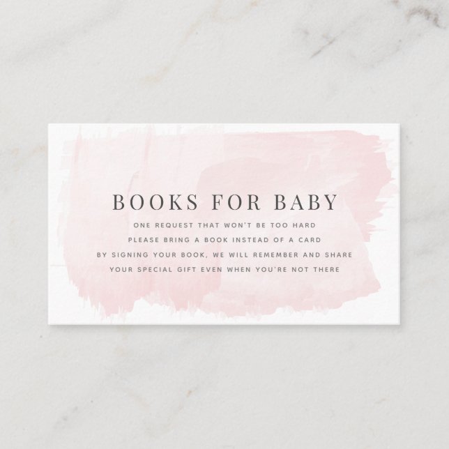 Carte De Visite Elegant rose Baby shower d'aquarelle demande de ré (Devant)