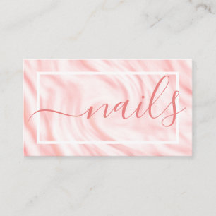 Carte De Visite Élégant rose blanc calligraphie Nom Signature Chic