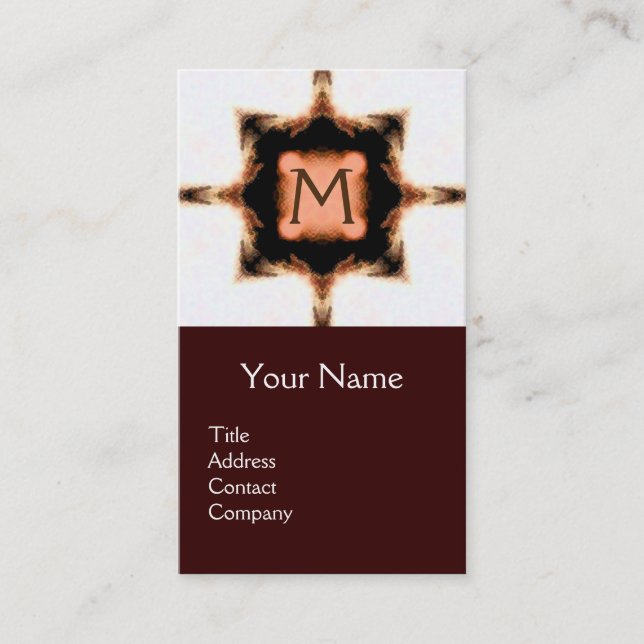 CARTE DE VISITE ÉLÉGANT ROSE BROWN CARRÉ BLANC MONOGRAMME (Devant)