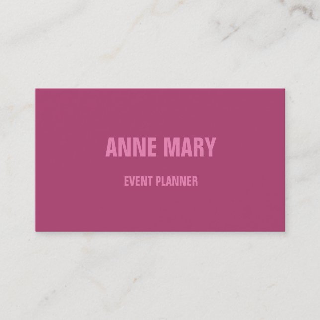 Carte De Visite Élégant rose Couleur personnalisée Couleur brillan (Devant)