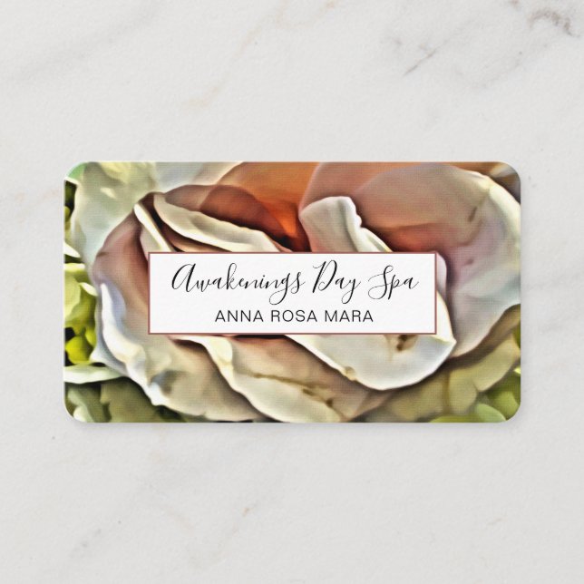 Carte De Visite *~* Élégant ROSE de peinture QR Logo Floral Flower (Devant)
