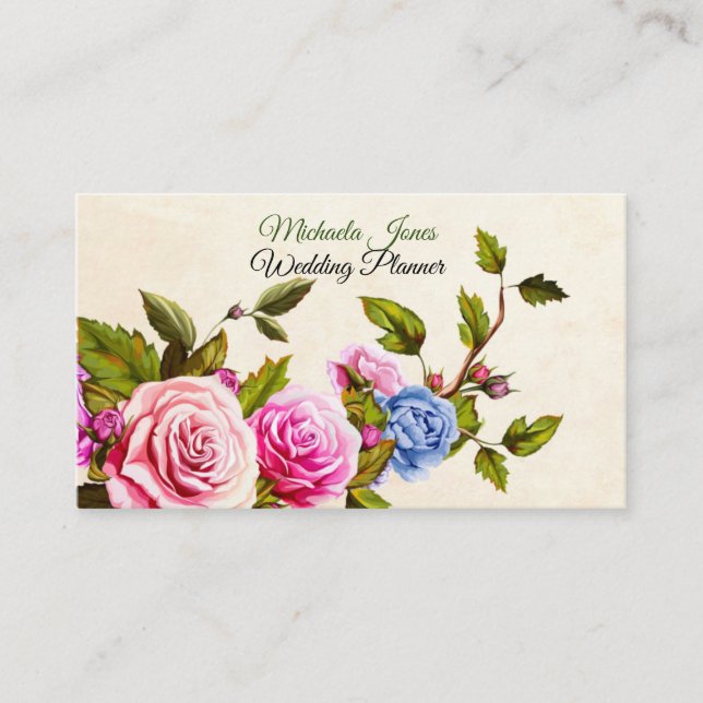 Carte De Visite Élégant Rose designer Planner Florist (Devant)