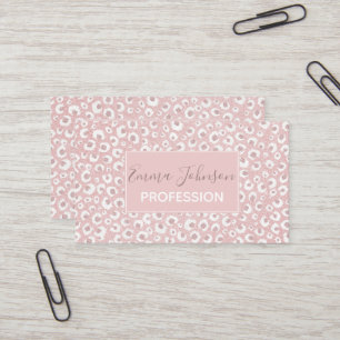 Carte De Visite Élégant Rose Empreinte de léopard or Motif blanc