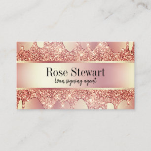 Carte De Visite Élégant rose en cuivre parties scintillant dorée à