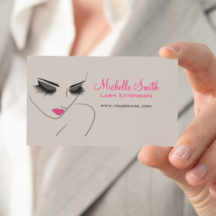 Carte De Visite Élégant rose et gris Lash Extension Salon de beaut