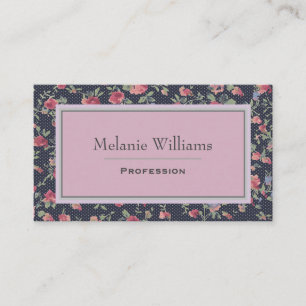 Carte De Visite Élégant rose et marine floral assez jolie