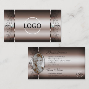 Carte De Visite Élégant Rose foncé Or Squigglé Bijoux Logo Photo