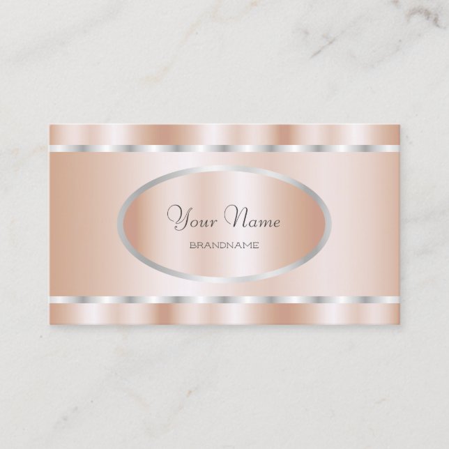 Carte De Visite Elégant Rose Gold avec Silver Frame Professional (Devant)