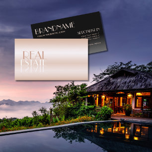 Carte De Visite Elégant Rose Gold Black Mirror Police Professionne