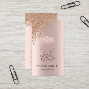 Carte De Visite Élégant Rose Gold Diamonds Lotus Business
