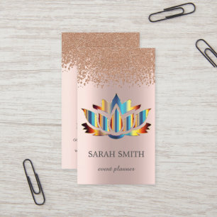 Carte De Visite Élégant Rose Gold Diamonds Lotus Business