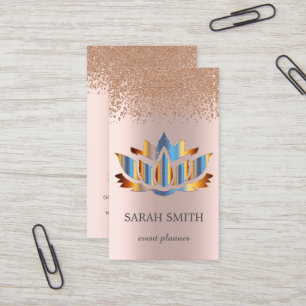 Carte De Visite Élégant Rose Gold Diamonds Lotus Business