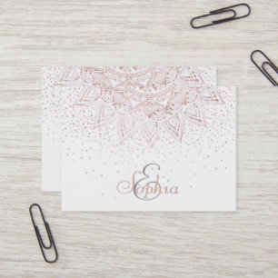 Carte De Visite Elégant Rose Gold Dots Mandala