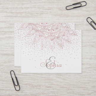 Carte De Visite Elégant Rose Gold Dots Mandala