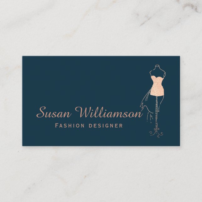 Carte De Visite Elégant Rose Gold Fashion Designer (Devant)