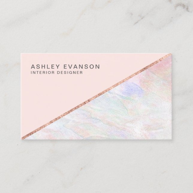 Carte De Visite Élégant Rose Gold Foil et Opal Blush Rose (Devant)