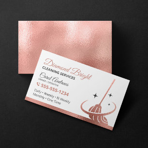 Carte De Visite Élégant Rose Gold Foil Janitorial House Nettoyage