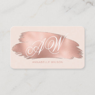 Carte De Visite Élégant Rose Gold Foil & Pink Monogram