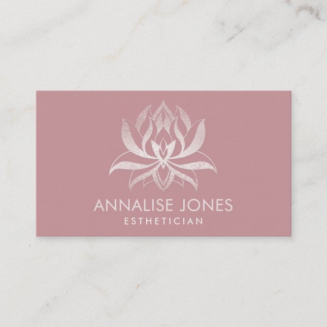 Carte De Visite Élégant Rose Gold Lotus Flower (Devant)