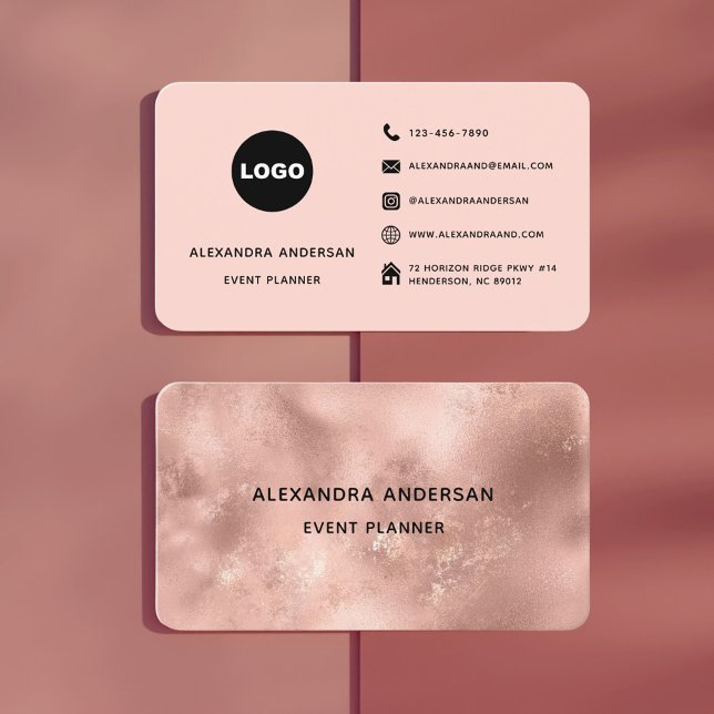 Carte De Visite Élégant Rose Gold Metal Professional (Elegant Rose Gold Metal Professional Business Card)