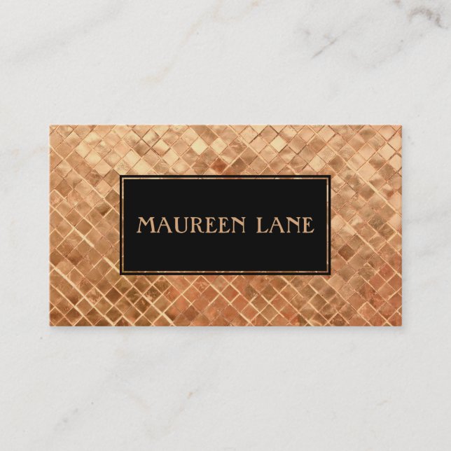 Carte De Visite Elégant Rose Gold Metallic Tiles (Devant)