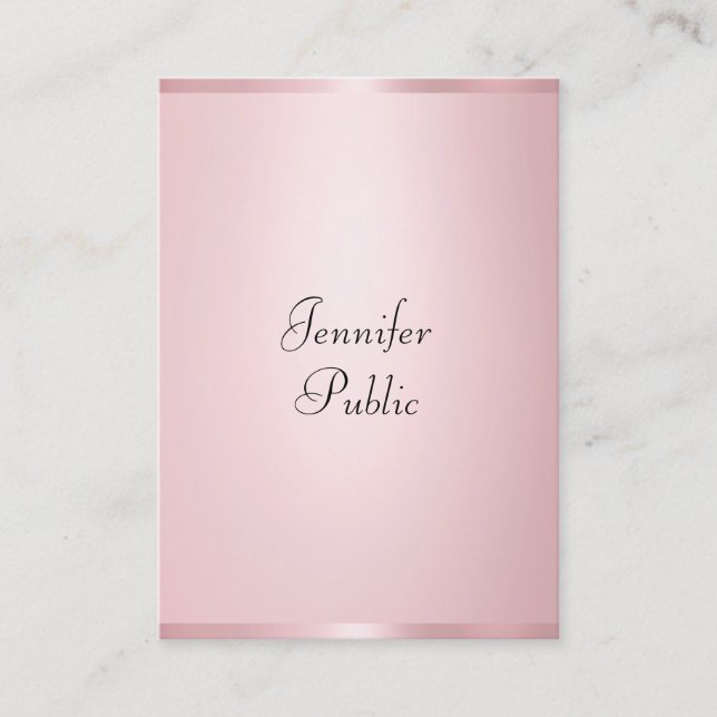 Carte De Visite Élégant Rose Gold Moderne Calligraphie Professionn (Devant)