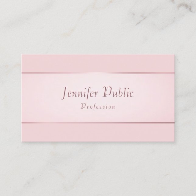 Carte De Visite Élégant Rose Gold Moderne manuscrit Script tendanc (Devant)