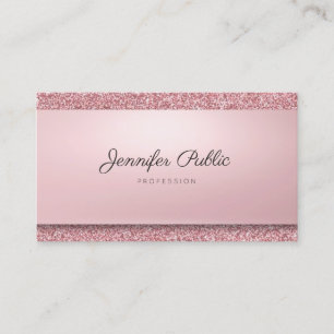 Carte De Visite Élégant Rose Gold Parties scintillant Nom manuscri
